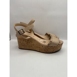 Kate Spade New York Tomas Ruffle Platform Cork Wedges Women Size 9